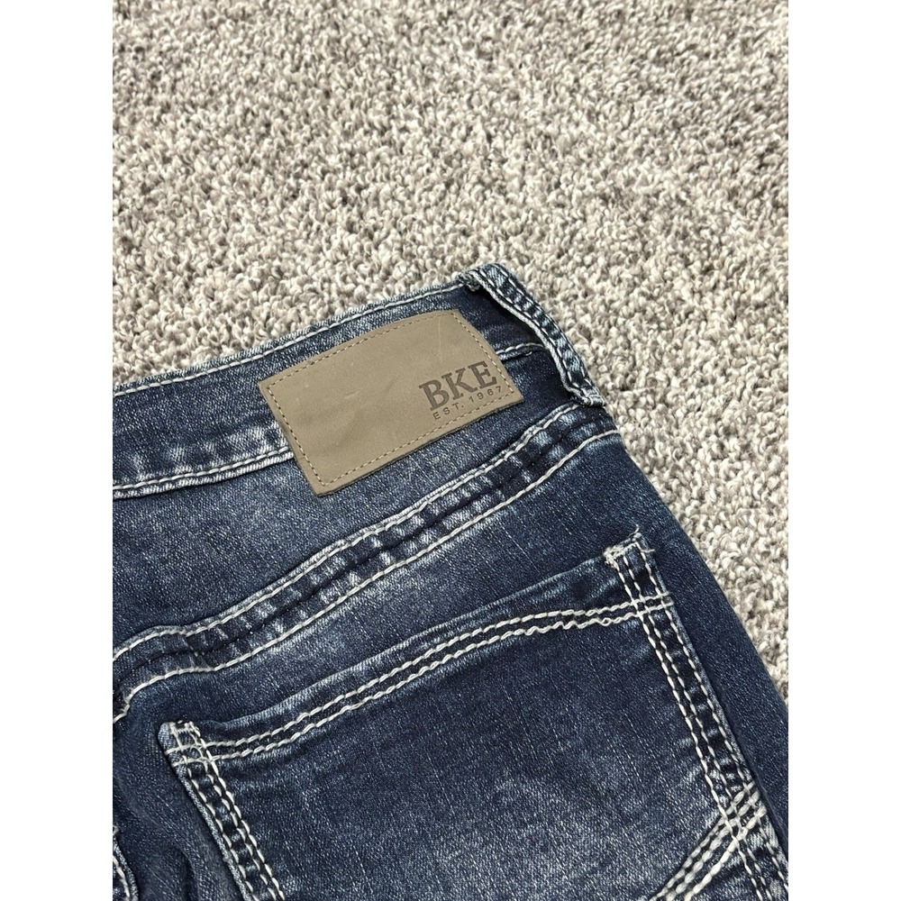 BKE Jake Straight Mens Jeans 31x34 Medium Wash Stretch Whiskered Denim